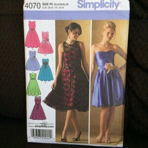 Simplicity 4070 Dress Sewing Pattern 12-14-16-18-20 NWOT